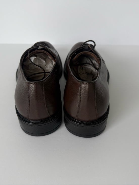 Barneys New York Dark Brown Pebbled Leather Derby Shoes main image 11